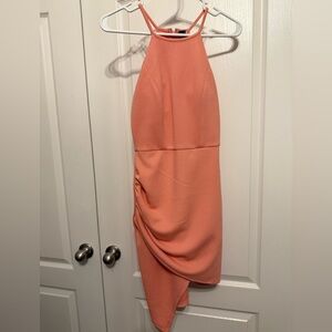 Windsor Asymmetrical Dress in Peach - S/M